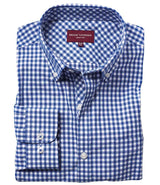 Brook Taverner Montana Gingham Long Sleeve Shirt BK580 - Blue front view