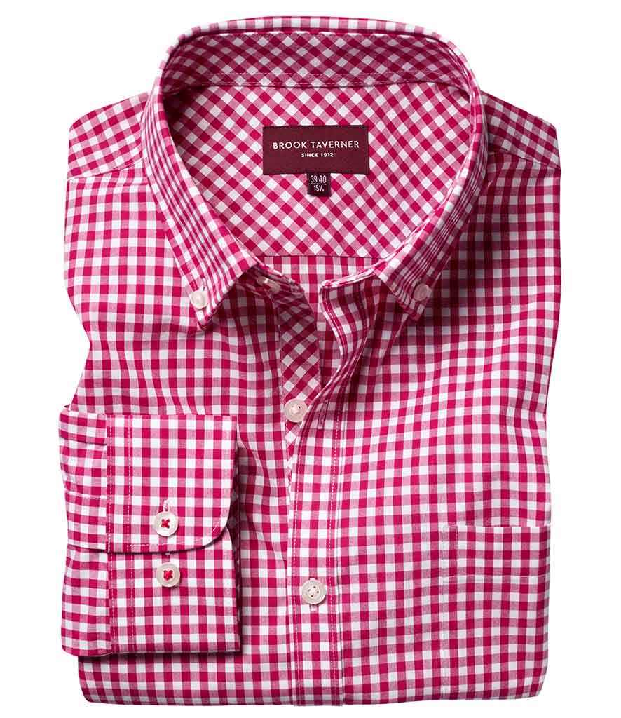 Brook Taverner Montana Gingham Long Sleeve Shirt BK580 - Red front view