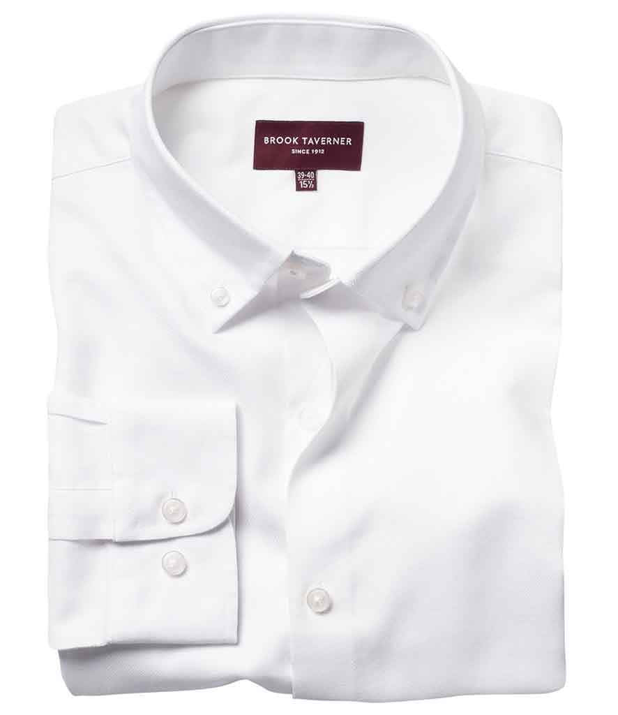 Brook Taverner Toronto Long Sleeve Oxford Shirt BK582 - White front view
