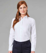 Brook Taverner Ladies Albany Long Sleeve Classic Oxford Shirt BK589 - White model view