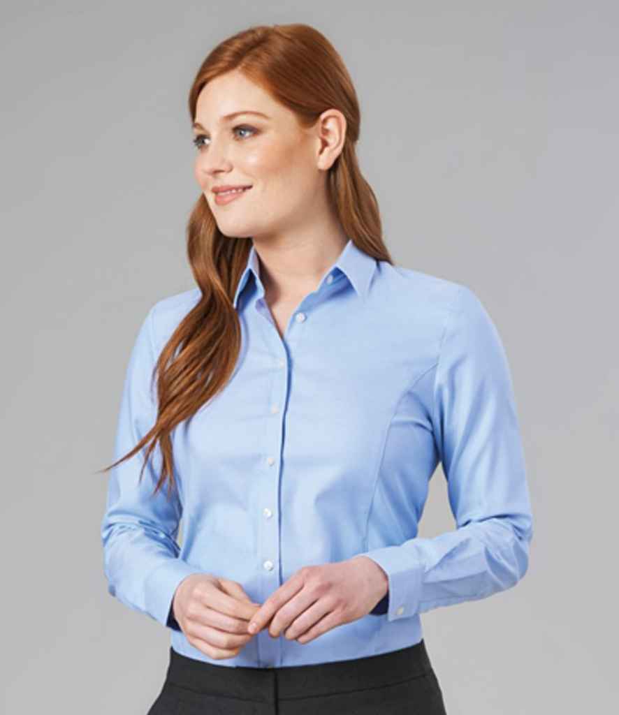 Brook Taverner Ladies Albany Long Sleeve Classic Oxford Shirt BK589 - Sky Blue model view