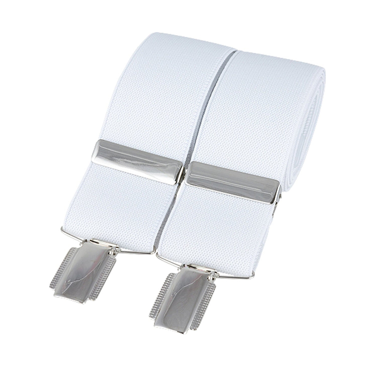 White plain 35mm silver clip braces – British Made by Dalaco