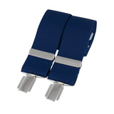 Navy Blue plain 35mm silver clip braces – British Made by Dalaco