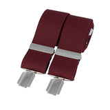 Burgundy plain 35mm silver clip braces – British Made by Dalaco