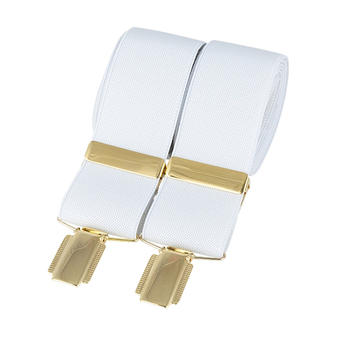 White plain 35mm gold clip braces – British Made by Dalaco