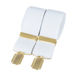 White plain 35mm gold clip braces – British Made by Dalaco