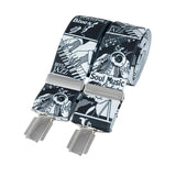 Music Jazz on white 35mm silver clip braces by Dalaco