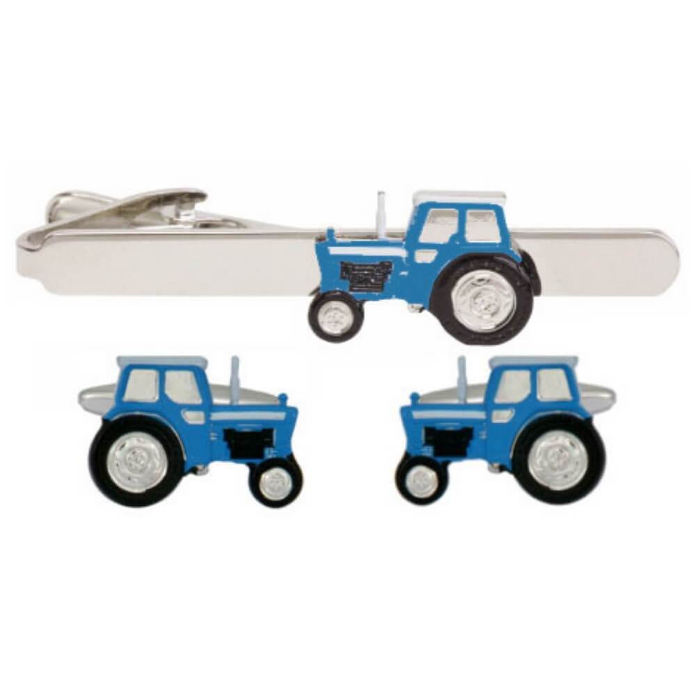Tractor Blue Cufflink & Tie Clip Set by Dalaco