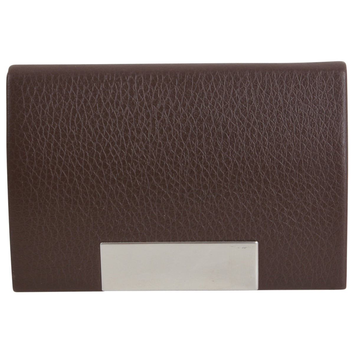 Brown Leatherette Card Case with Engraving Plate by Dalaco