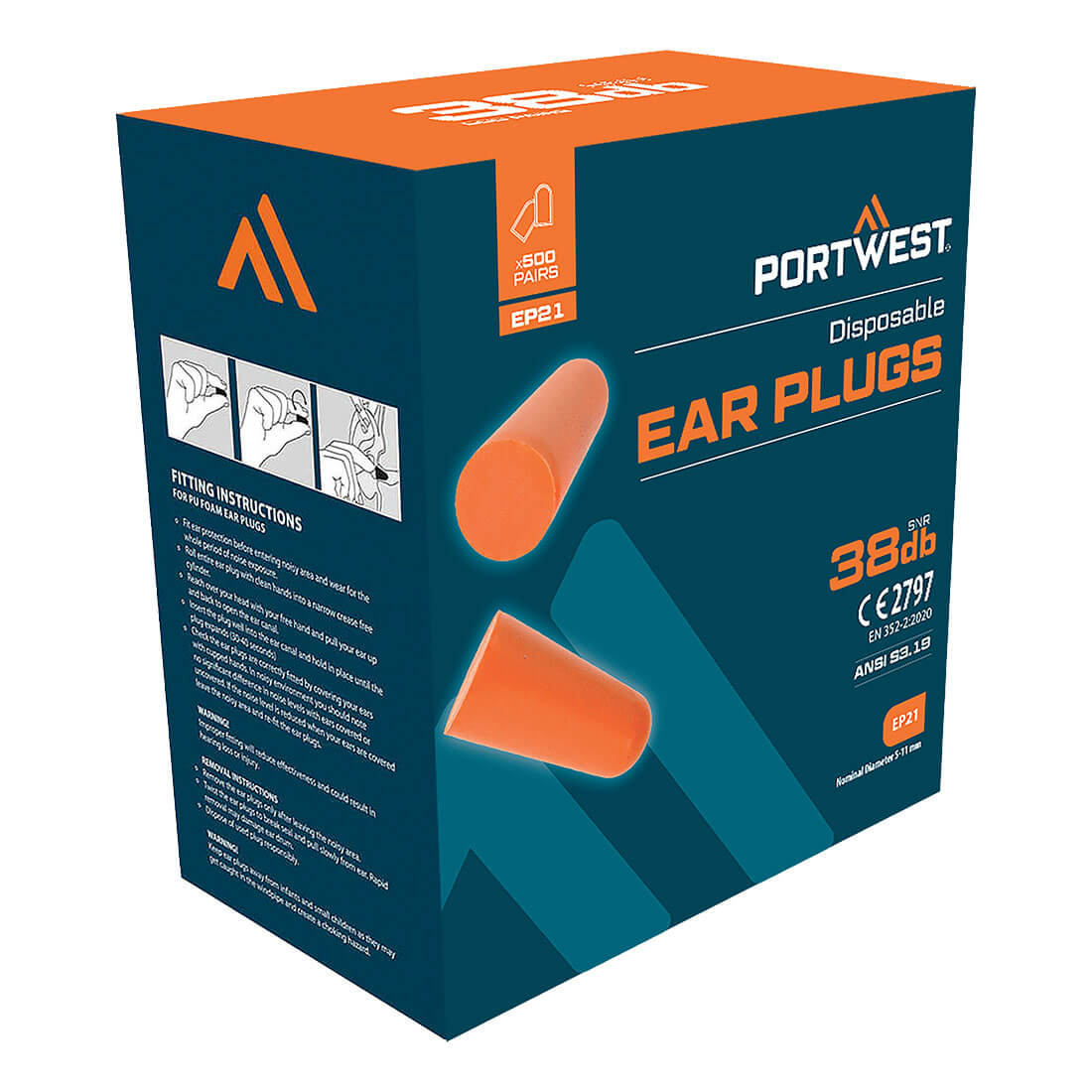 Portwest Ear Plug Dispenser Refill Pack (500 Pairs) EP21
