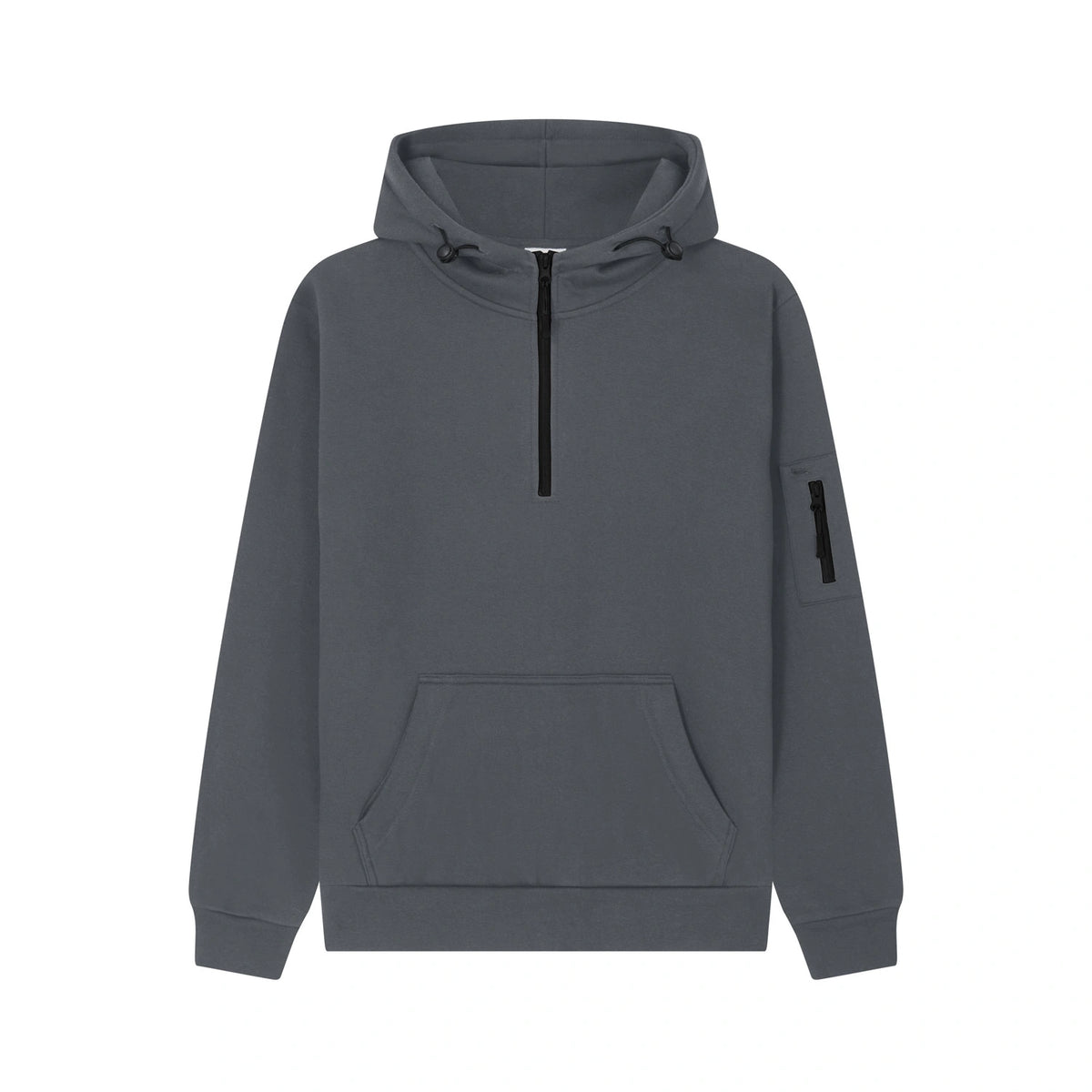 Cotton Ridge - Atlas Adults Quarter Zip Hoodie - Flint Grey / Black