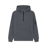 Cotton Ridge - Atlas Adults Quarter Zip Hoodie - Flint Grey / Black