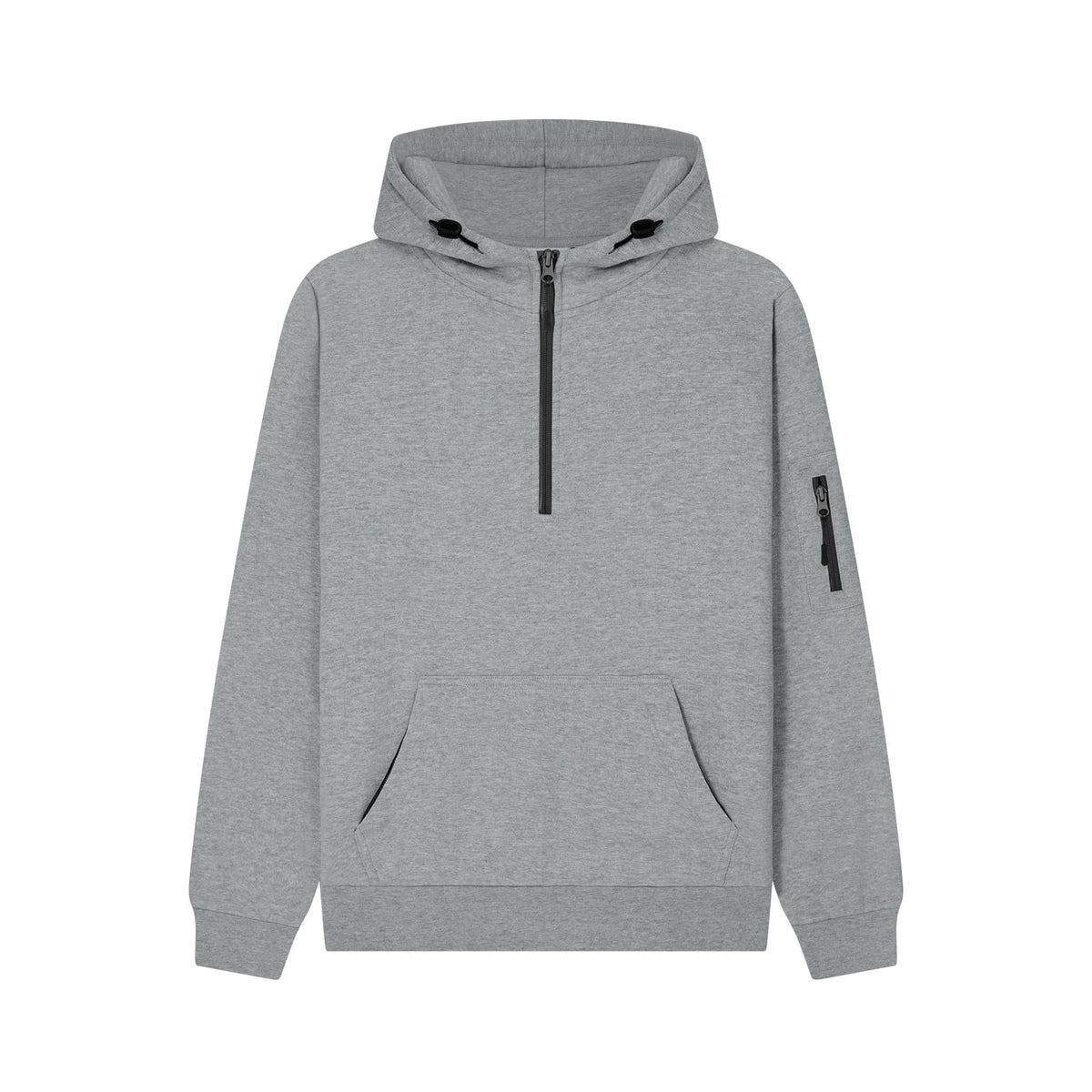 Cotton Ridge - Atlas Adults Quarter Zip Hoodie - Grey / Black