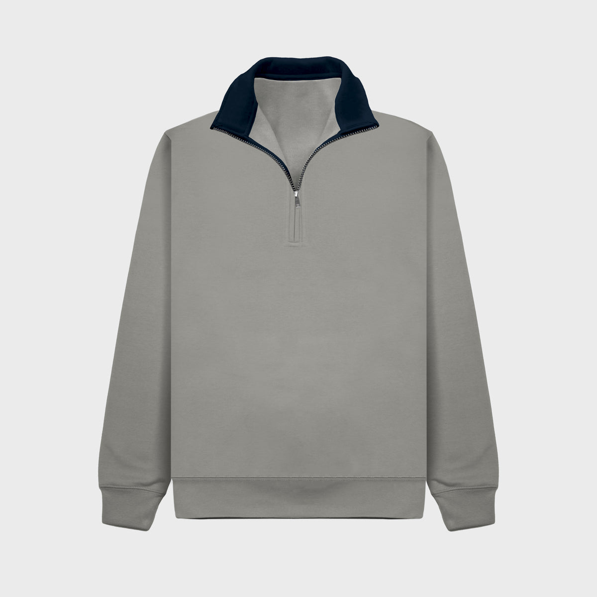 Cotton Ridge - Lunar Premium Quarter Zip Sweatshirt - Grey Mist / Oxford Navy
