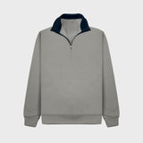 Cotton Ridge - Lunar Premium Quarter Zip Sweatshirt - Grey Mist / Oxford Navy