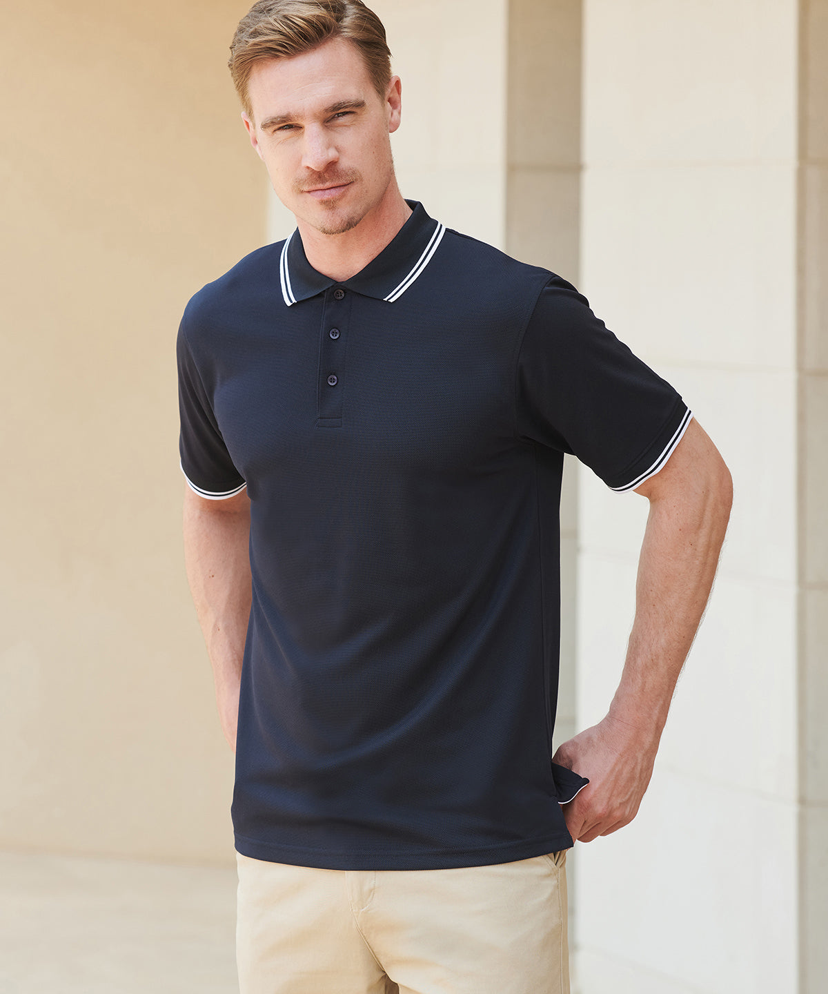 Henbury Double tipped Coolplus polo shirt HB482
