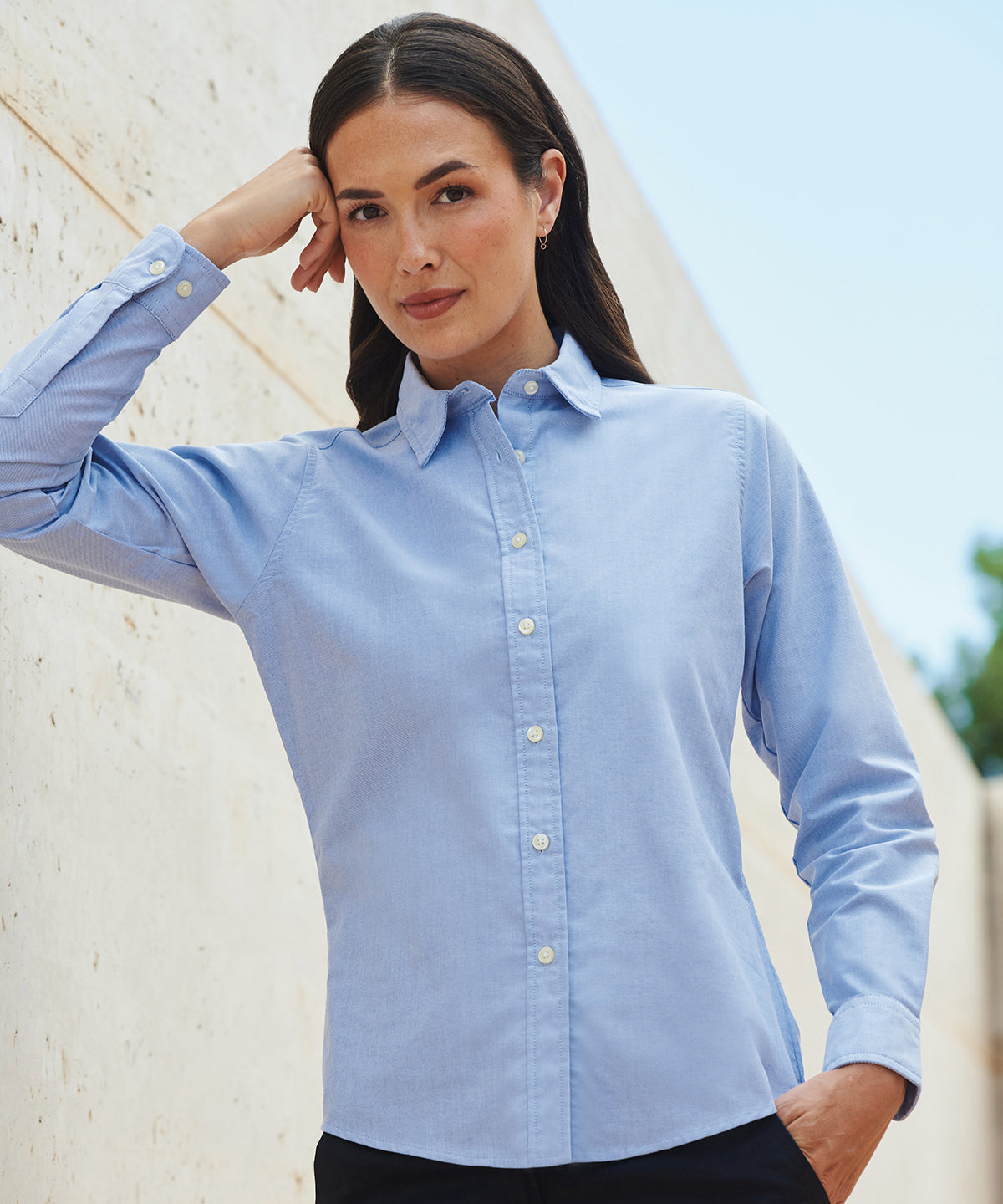 Henbury Women's classic long sleeve Oxford shirt HB511