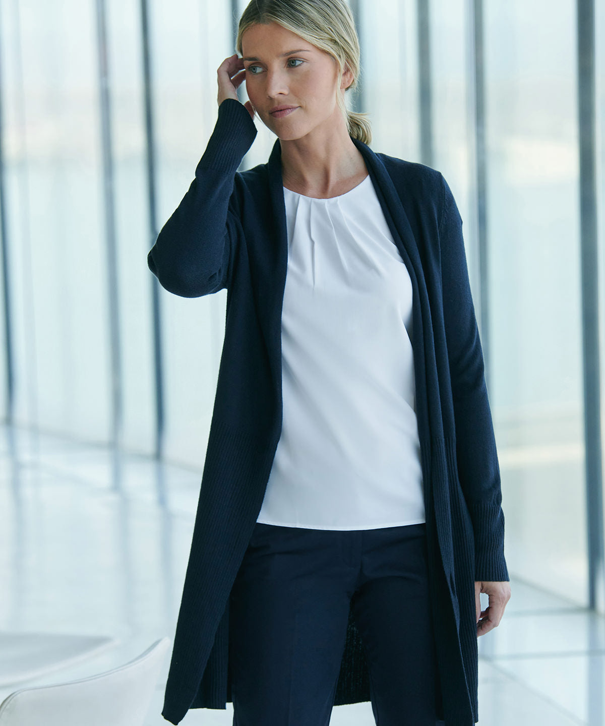 Henbury Women's longline open cardigan HB719