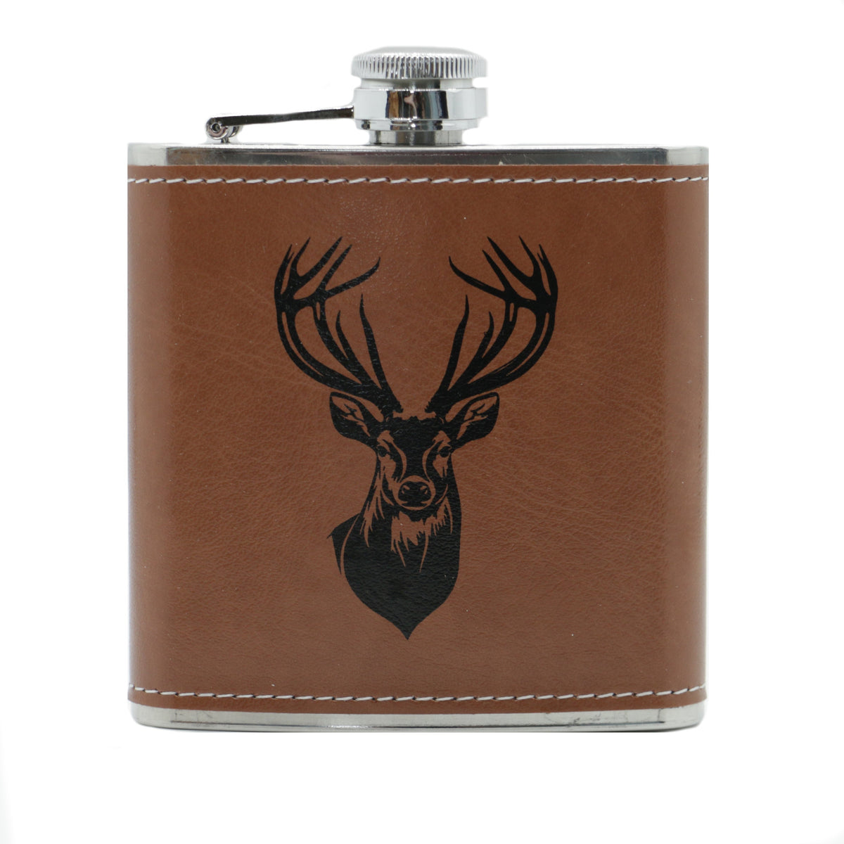 Stag Design Hip Flask – 6oz Stainless Steel by Dalaco