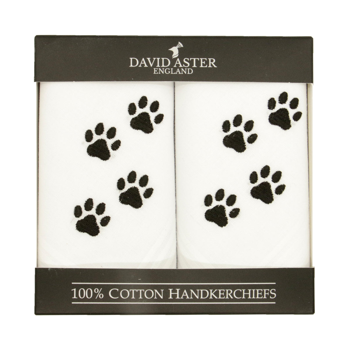 Paw Print Embroidered White Cotton Handkerchiefs by Dalaco