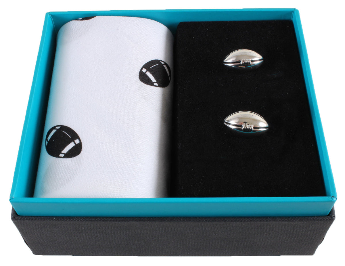 Rugby Handkerchief & Cufflink Set (colours may vary) by Dalaco