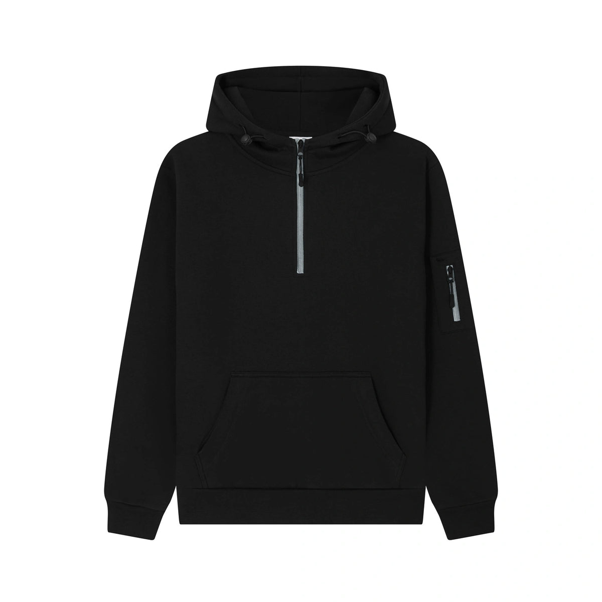 Cotton Ridge - Atlas Adults Quarter Zip Hoodie - Jet Black / Grey