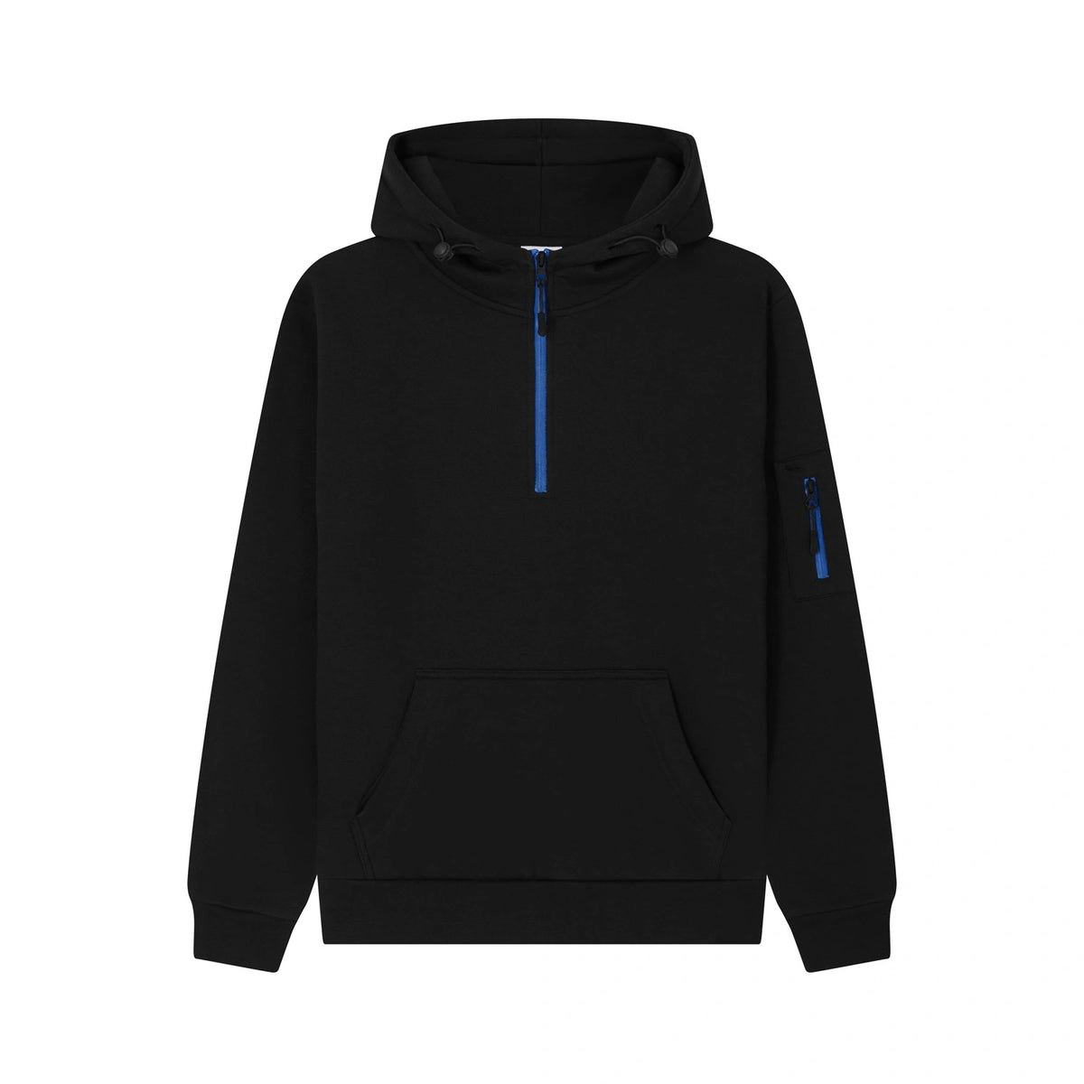Cotton Ridge - Atlas Adults Quarter Zip Hoodie - Jet Black / Royal