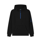 Cotton Ridge - Atlas Adults Quarter Zip Hoodie - Jet Black / Royal