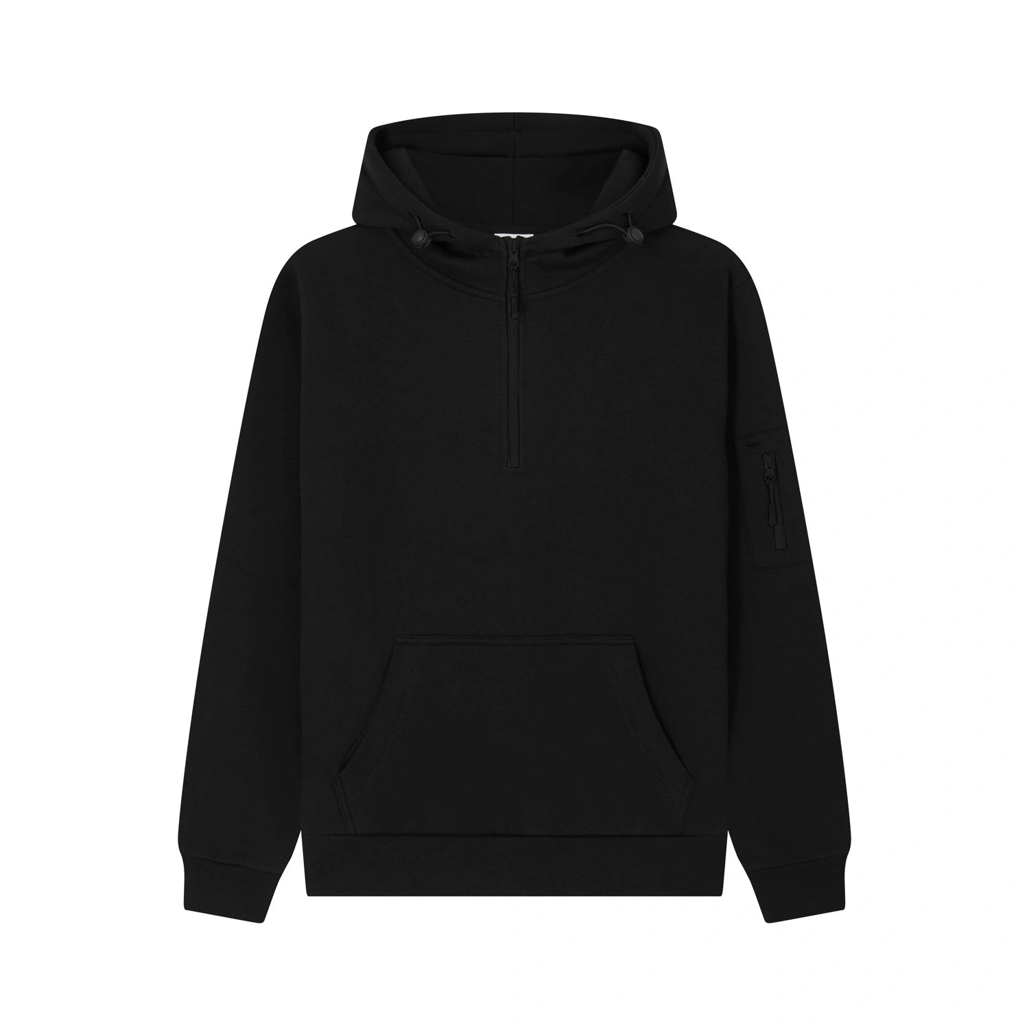 Cotton Ridge - Atlas Adults Quarter Zip Hoodie - Jet Black