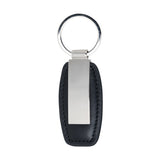 Leather Key Ring with Stainless Steel Plate Small Black by Dalaco