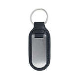 Leather Key Ring with Stainless Steel Plate Large Black by Dalaco