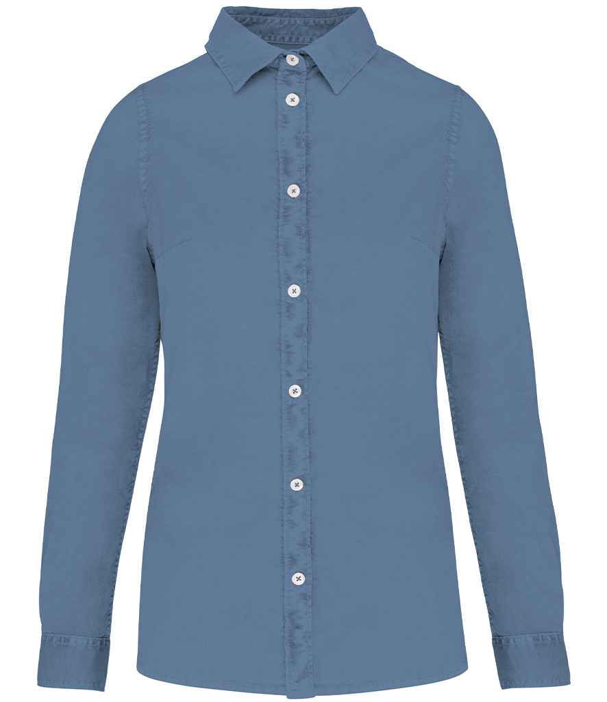 Native Spirit Ladies Washed Long Sleeve Shirt NS503 - front view