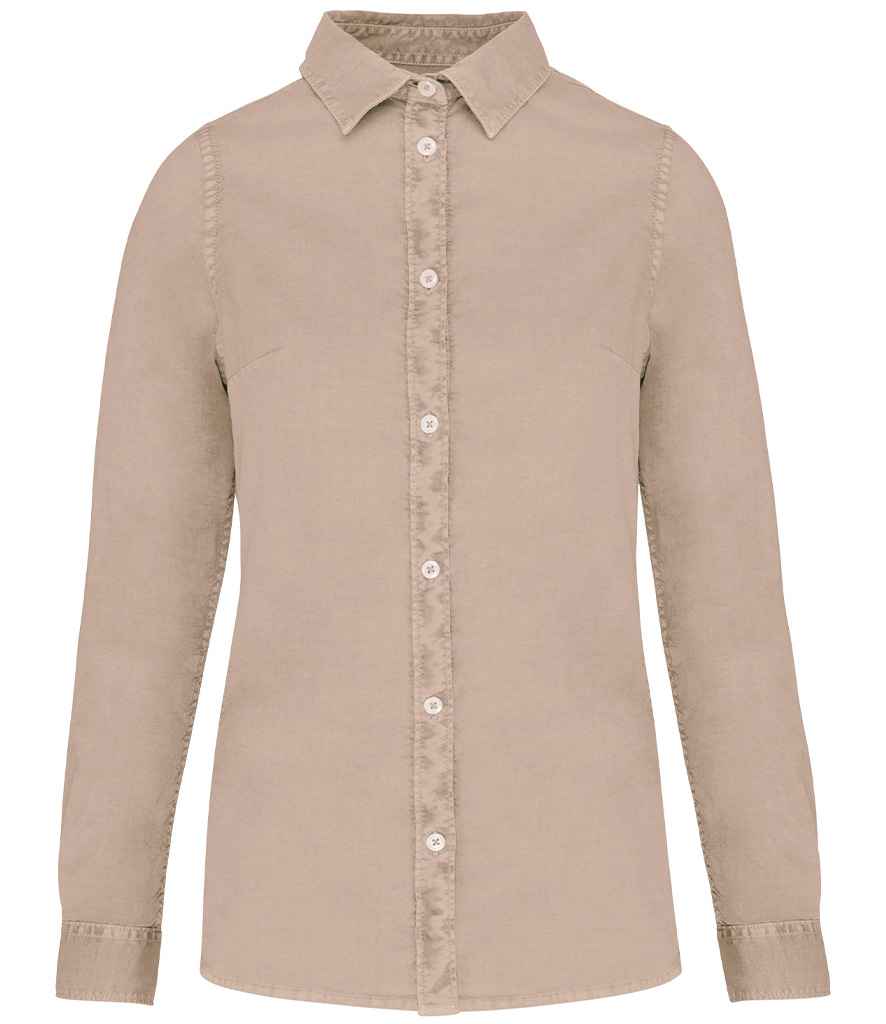 Native Spirit Ladies Washed Long Sleeve Shirt NS503 - front view