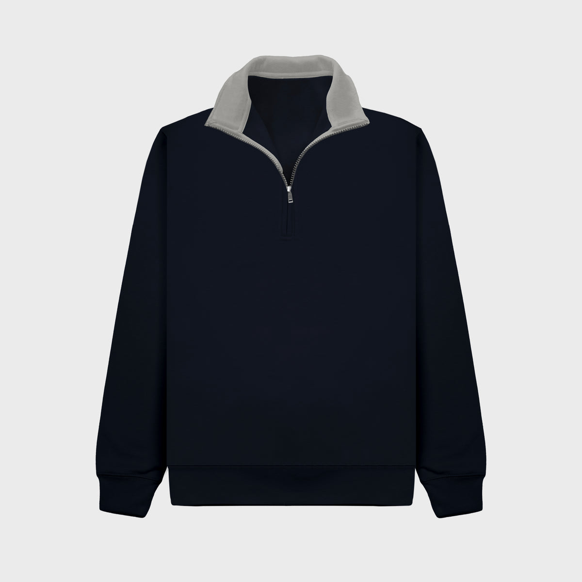 Cotton Ridge - Lunar Premium Quarter Zip Sweatshirt - Oxford Navy / Grey Mist