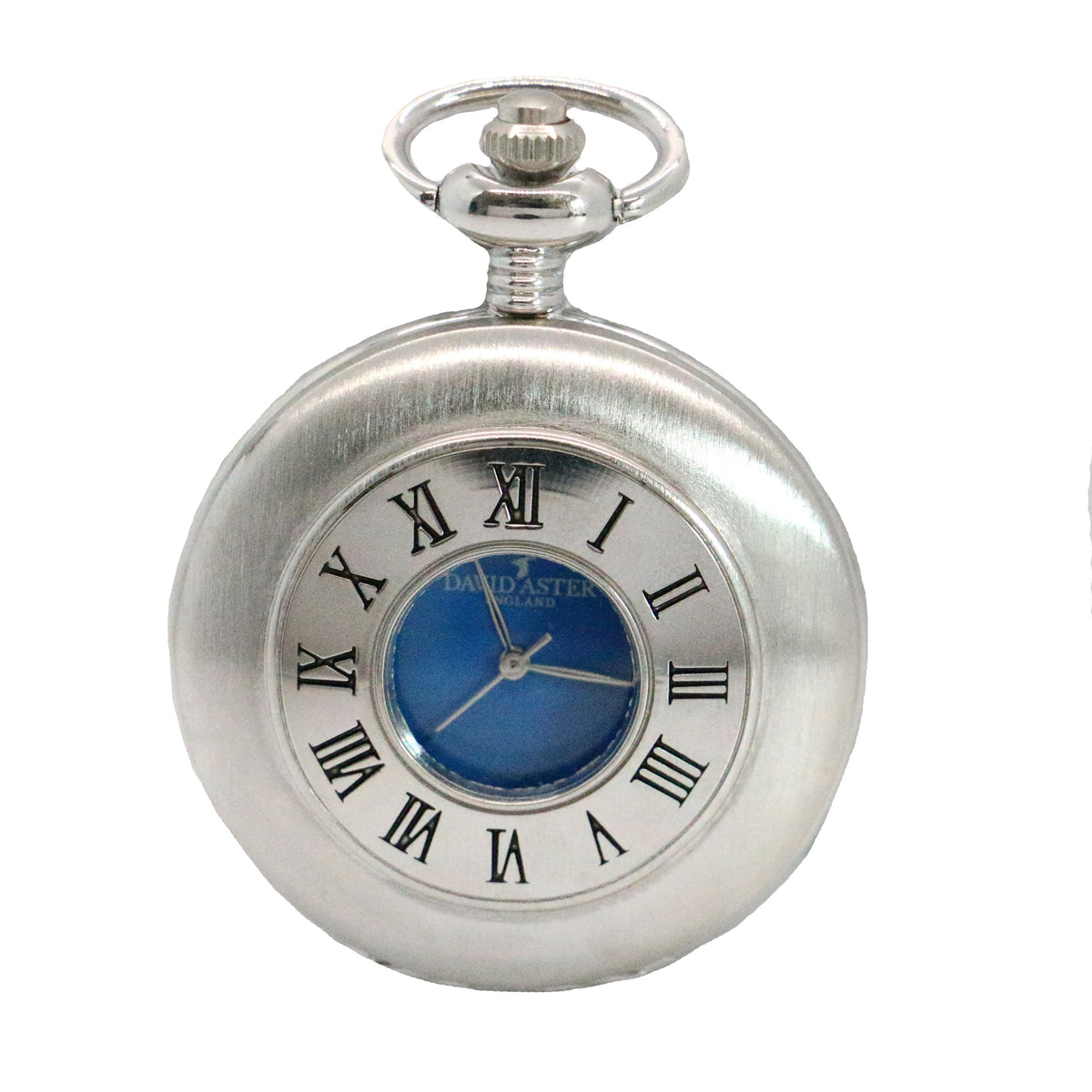 Silver & Blue Quartz Half Hunter Pocket Watch by Dalaco
