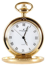 Gold Brushed Quartz Full Hunter Pocket Watch by Dalaco