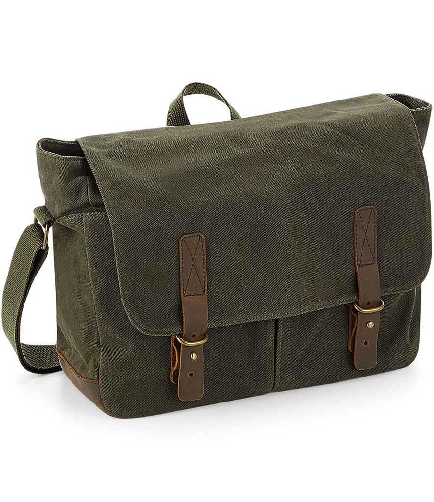 Quadra Heritage Waxed Canvas Messenger Bag QD653