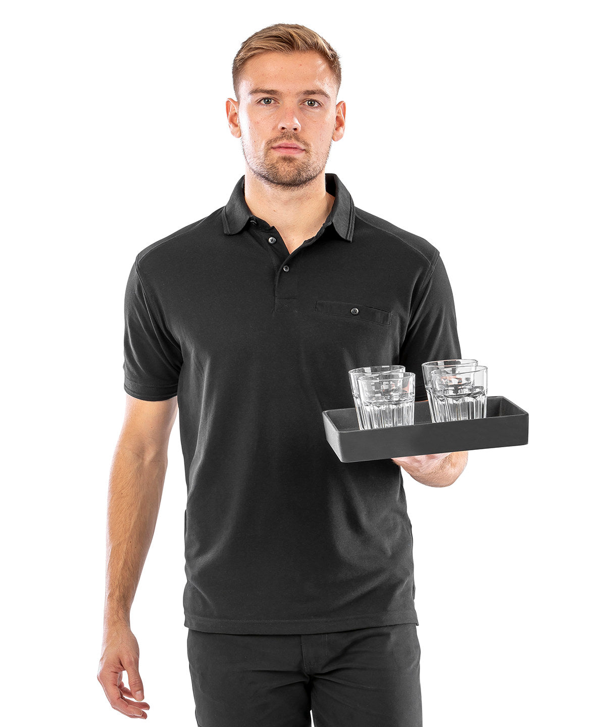 Result Work-Guard Apex pocket polo shirt R312X - Black