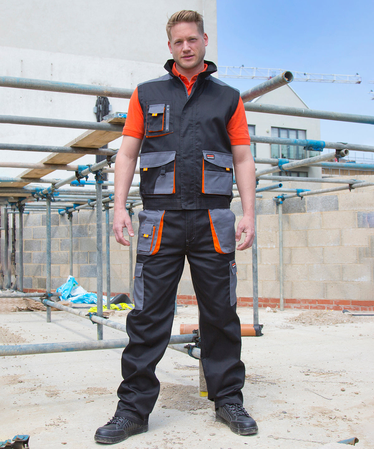 Result Work-Guard lite trousers R318X - Black/Grey/Orange