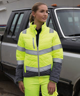 Result Women's soft padded safety jacket R325F - Fluorescent Yellow/Grey