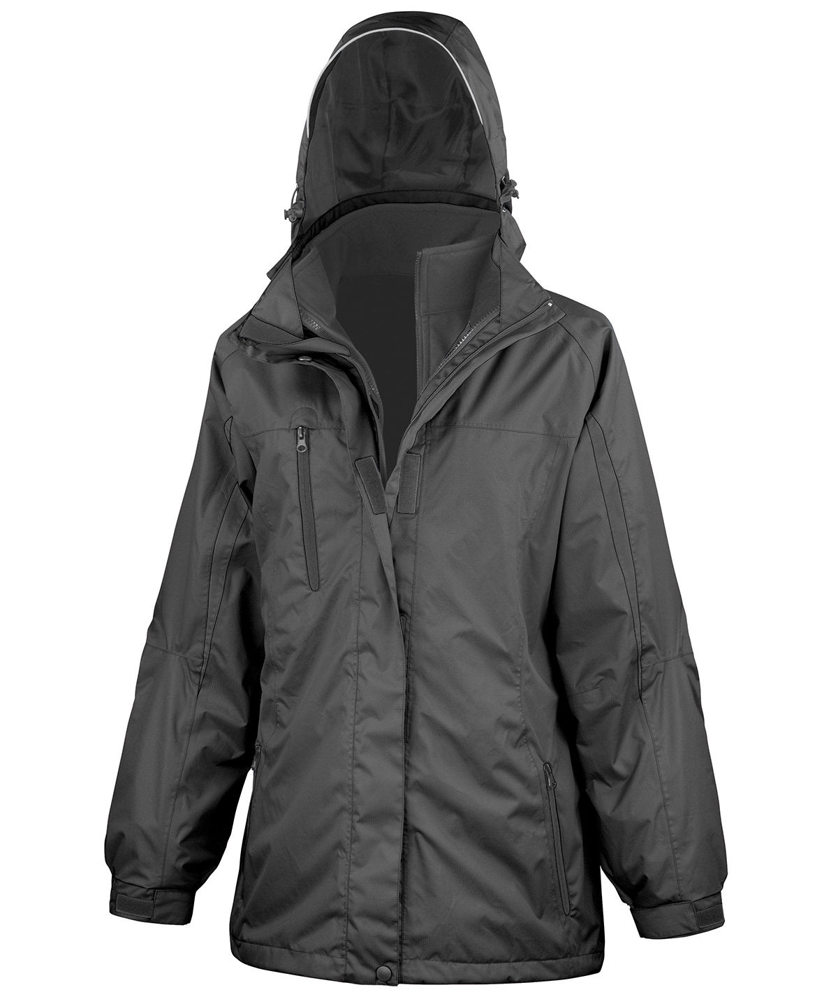 Result Women's 3-in-1 journey jacket with softshell inner R400F - Black/Black