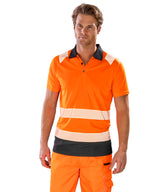 Result Recycled safety polo R501X - Fluorescent Orange/Black*