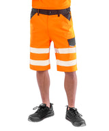 Result Safe-Guard recycled dynamic stretch safety shorts R519X - Fluorescent Orange