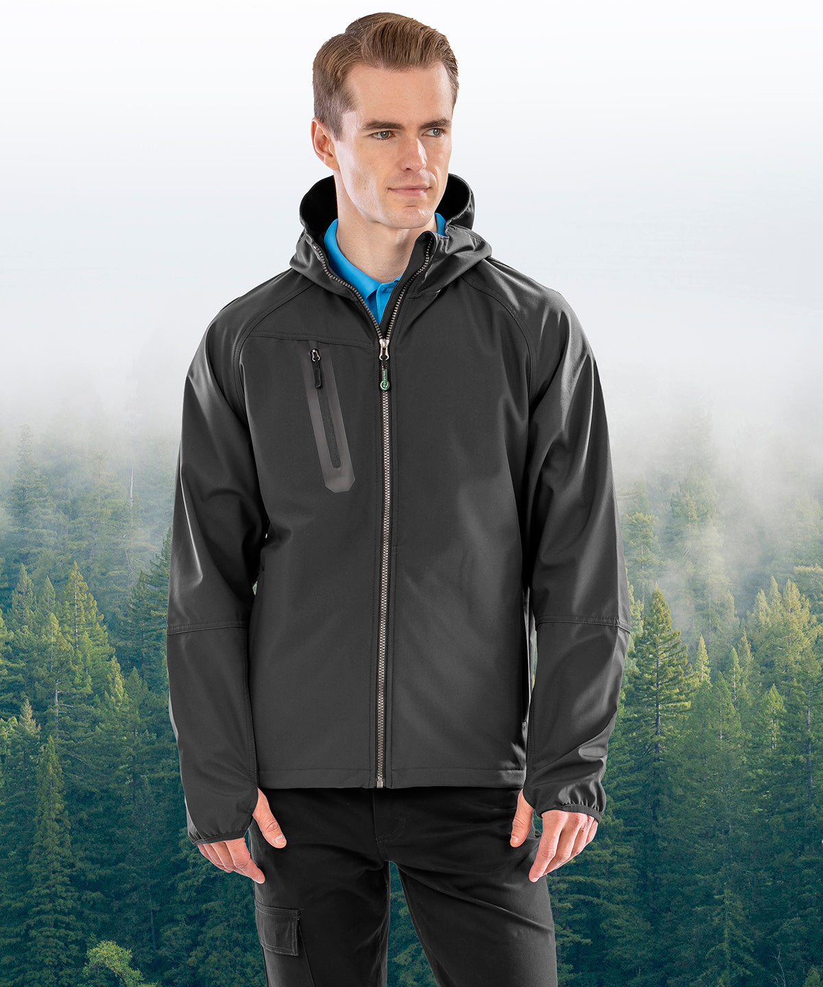 Result 3-layer recycled printable casual hooded softshell R909X - Black/Black