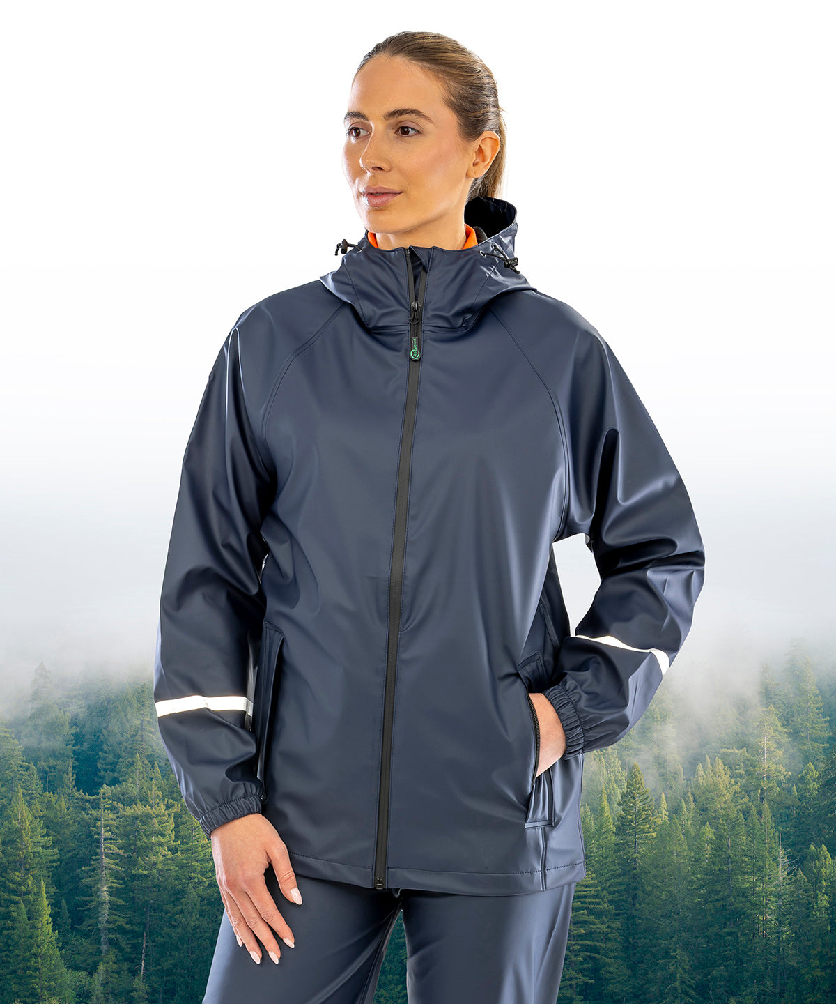 Result Prism PU waterproof jacket with reflective bands and recycled backing R915X - Black