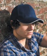Result Pro-style heavy cotton cap with sandwich peak RC25P - Black/Red