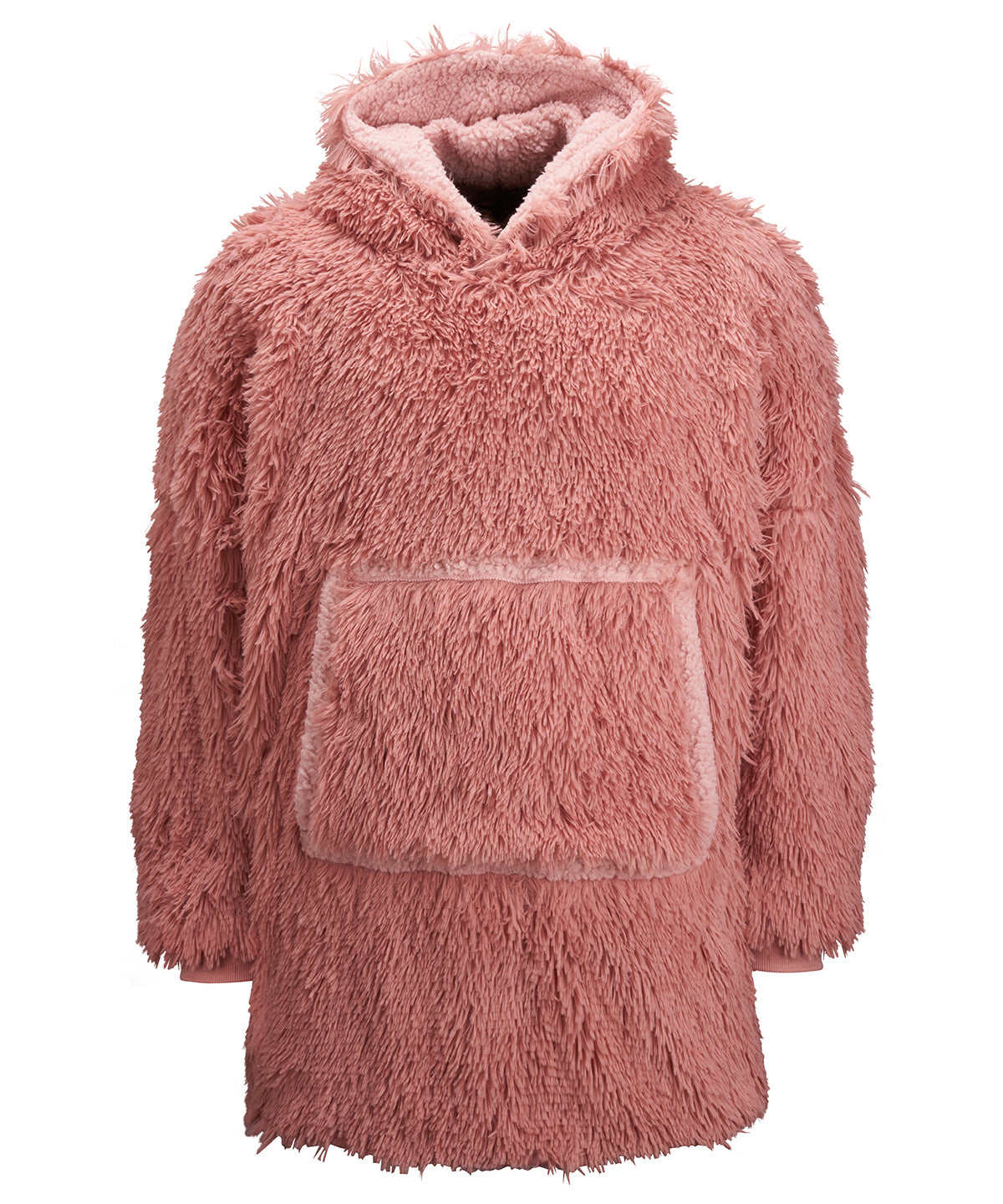Ribbon - oversized cosy reversible shaggy sherpa hoodie - front view