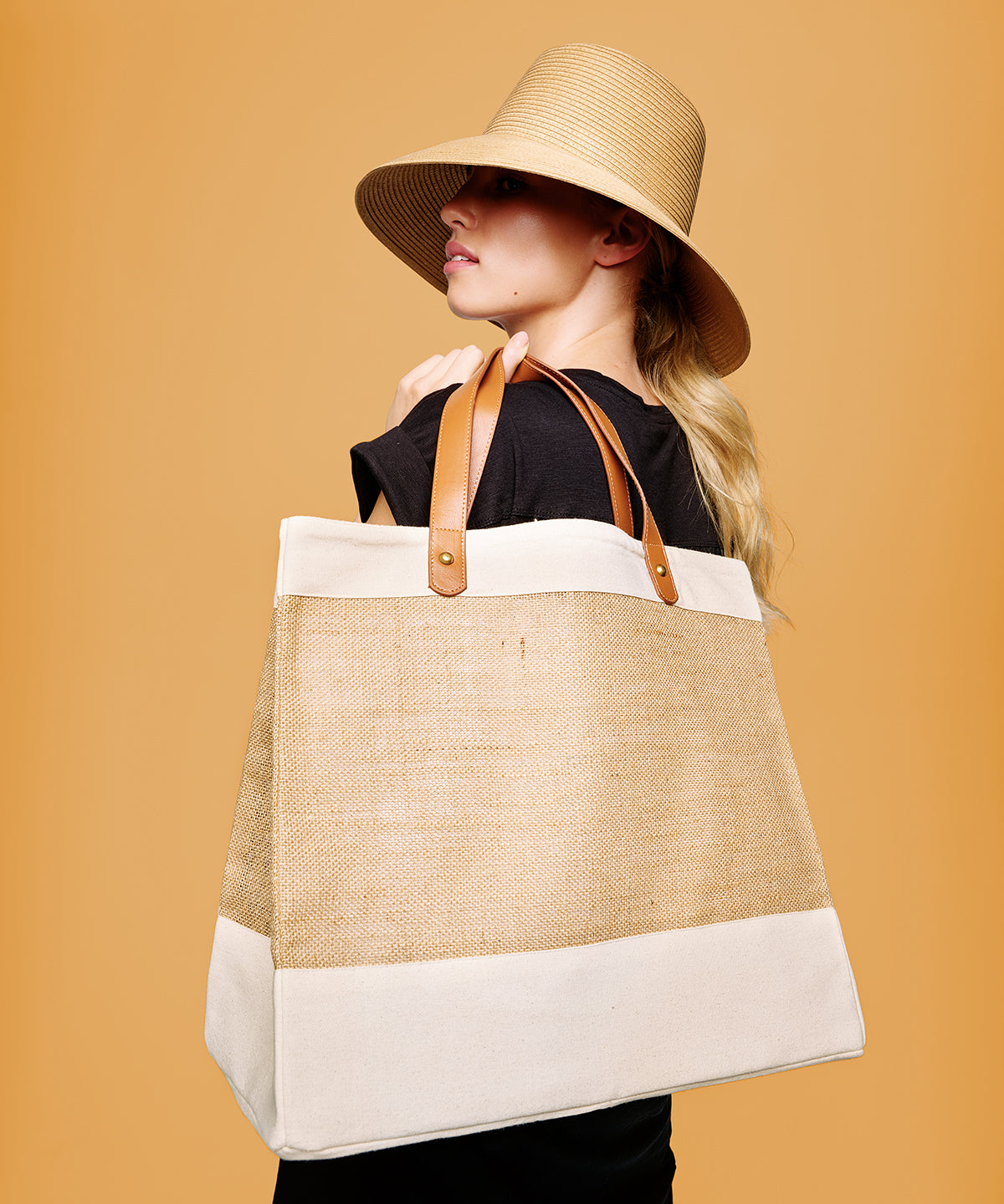 Nutshell® - Adley jute with faux leather tote