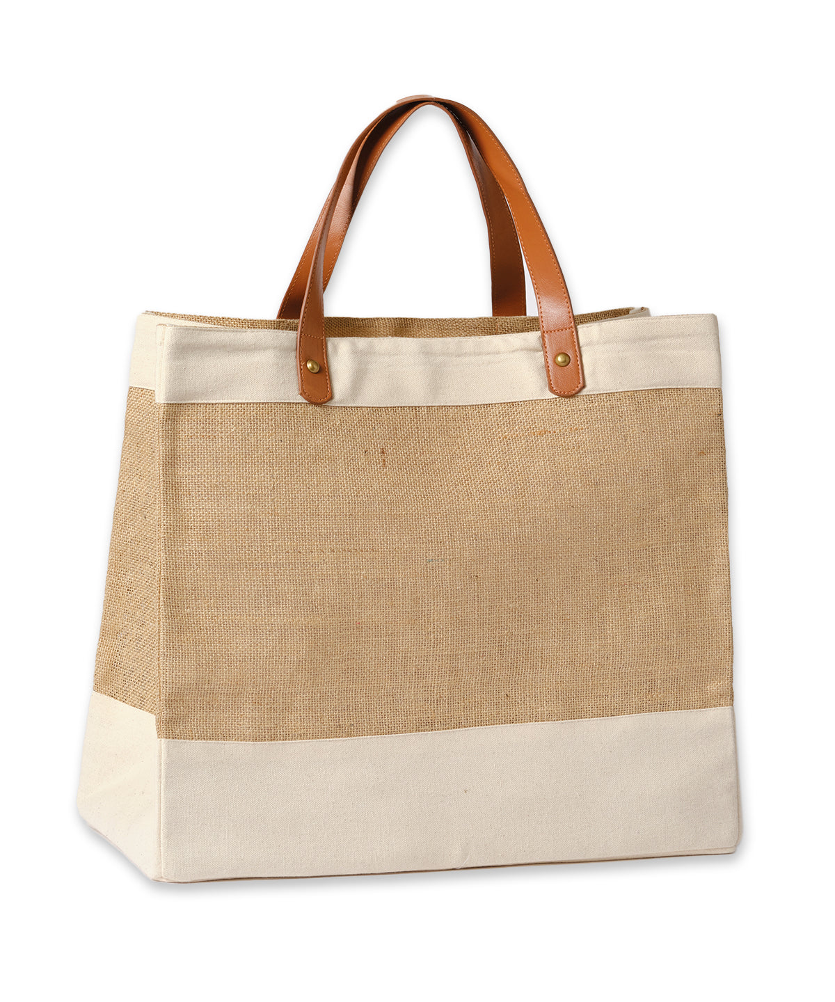 Nutshell - Adley jute with faux leather tote