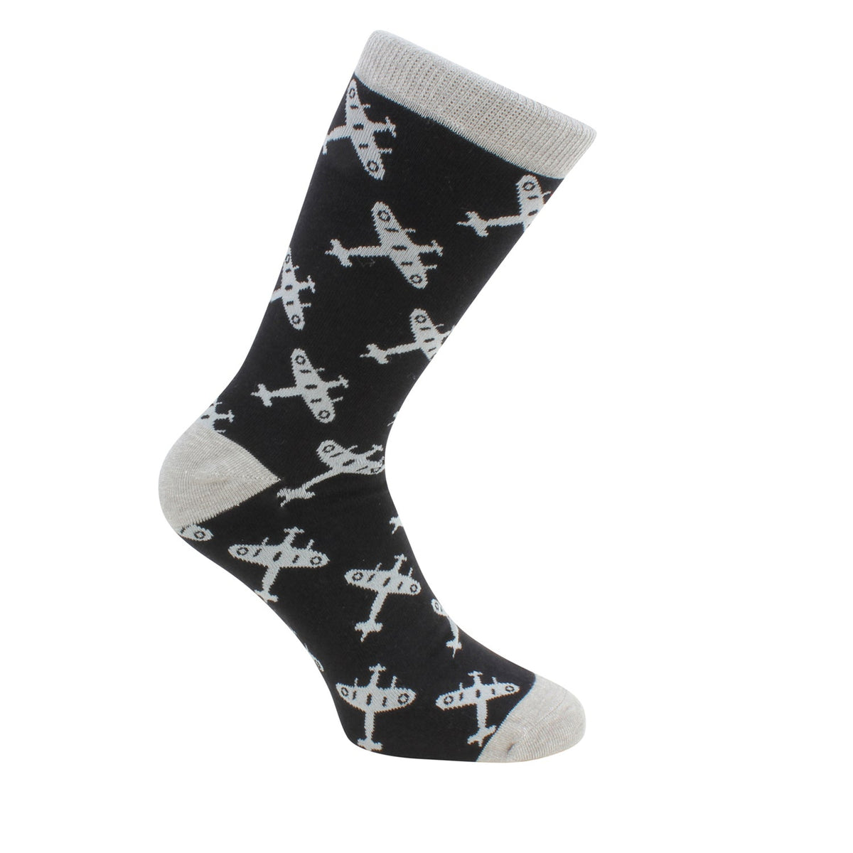 Spitfire Socks – Black and Grey Combed Cotton by Dalaco